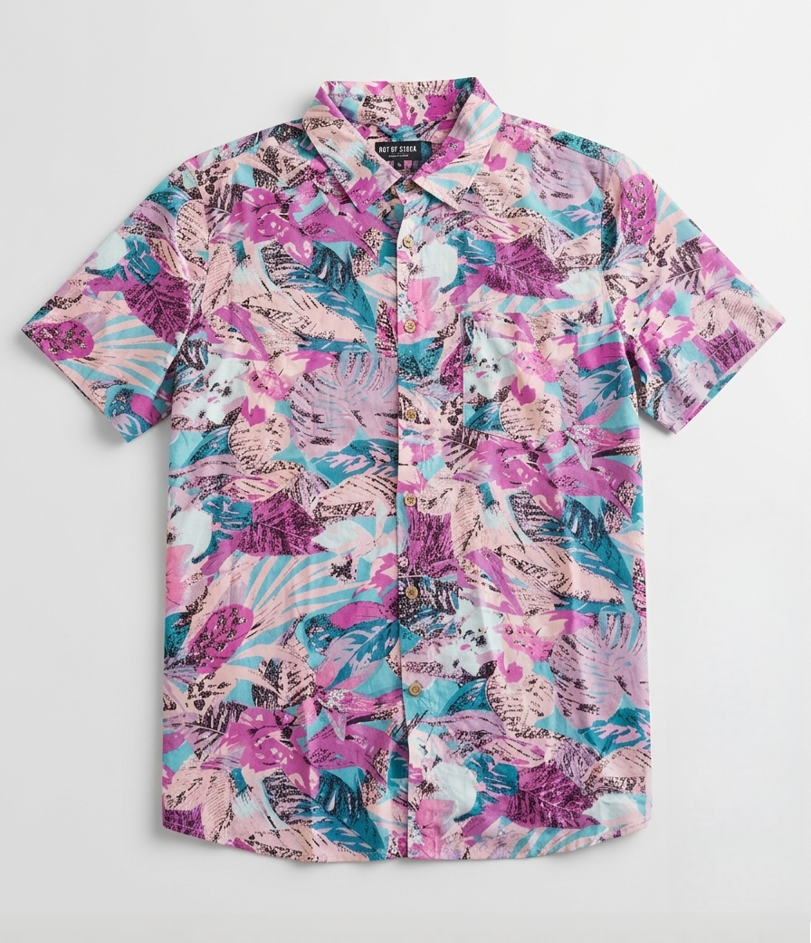 Camisa Tropical Estampado de Hojas - Foster