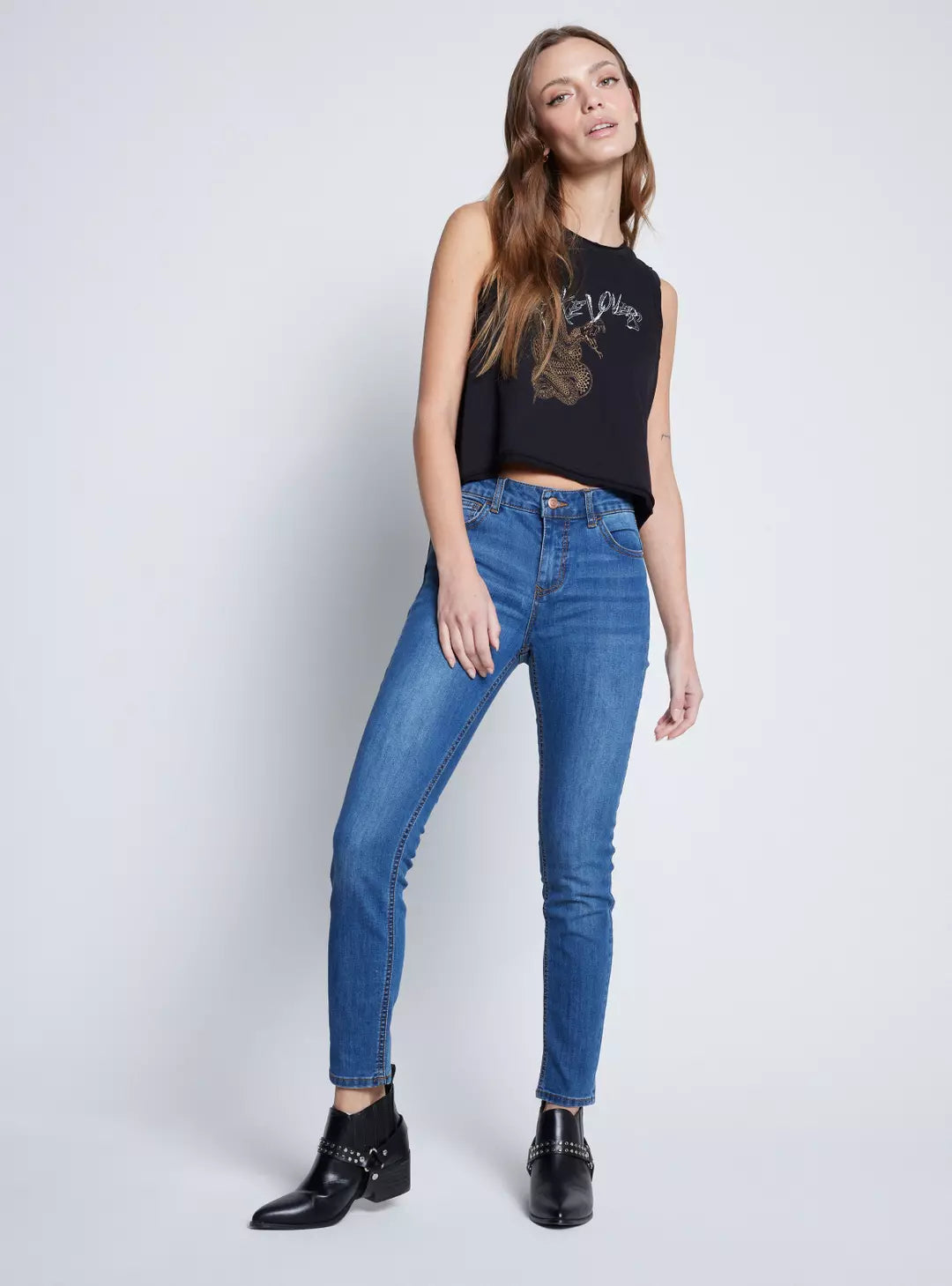 Jeans Skinny Tiro Medio Push Up - Foster