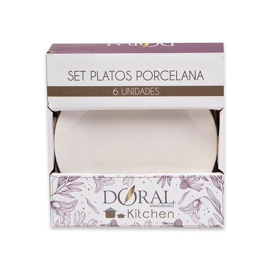 Vajilla Set 6 Platos Pan Porcelana – Doral Kitchen