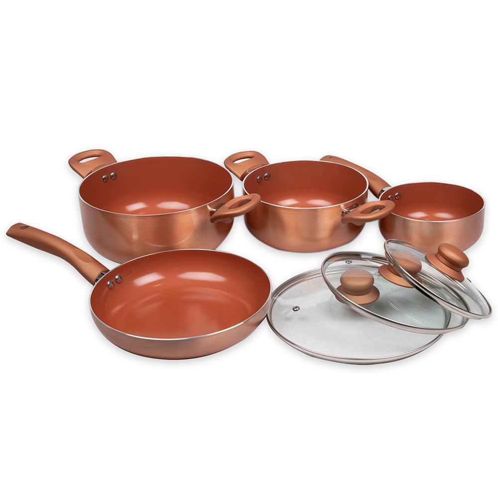 Batería Aluminio/Titanio 7 Piezas, Pintura Metalizada, Línea Montecarlo - Doral
