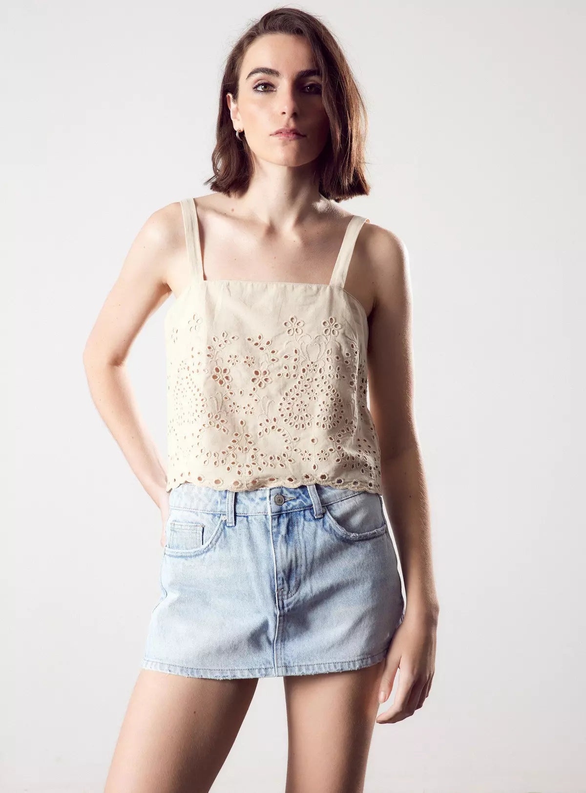 Falda Short Denim Celeste - Foster