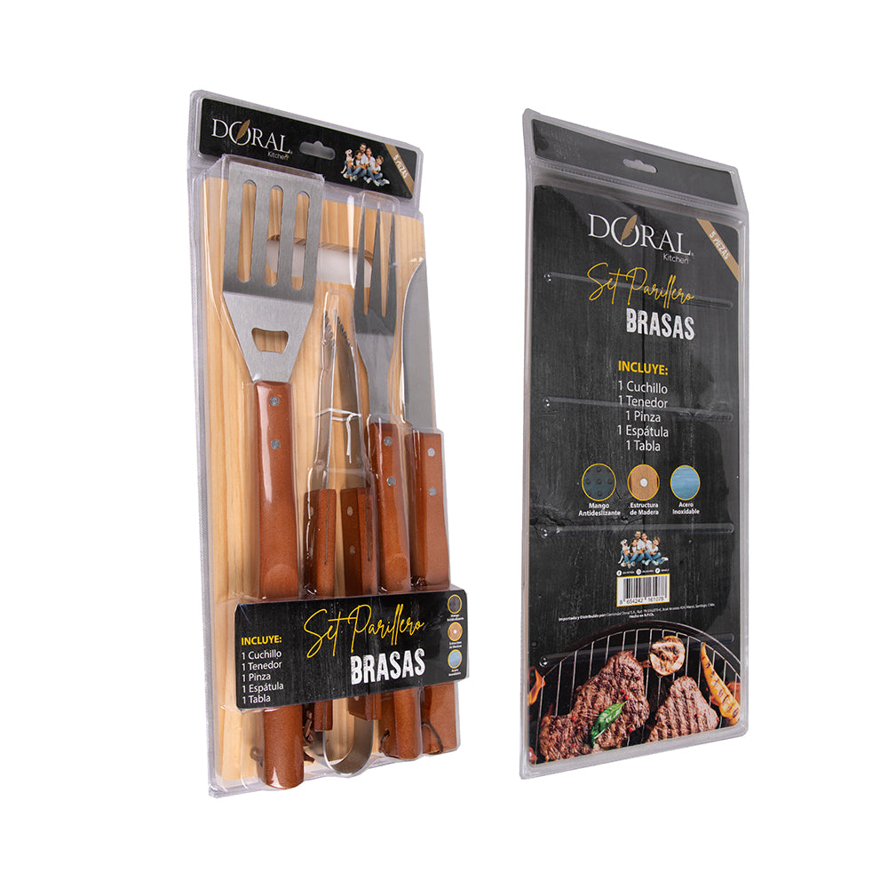 Set Parrillero Brasas 5 Piezas - Doral