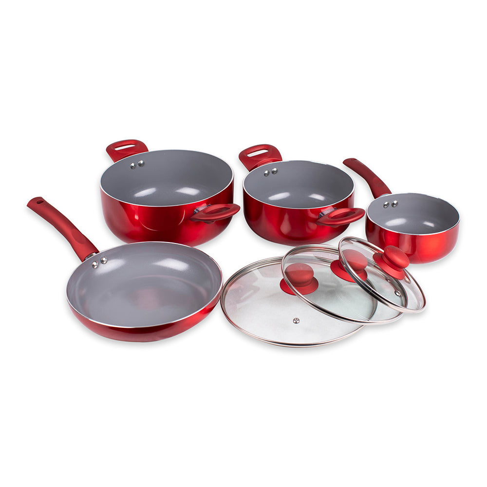Batería Aluminio/Titanio 7 Piezas, Pintura Metalizada, Línea Montecarlo - Doral