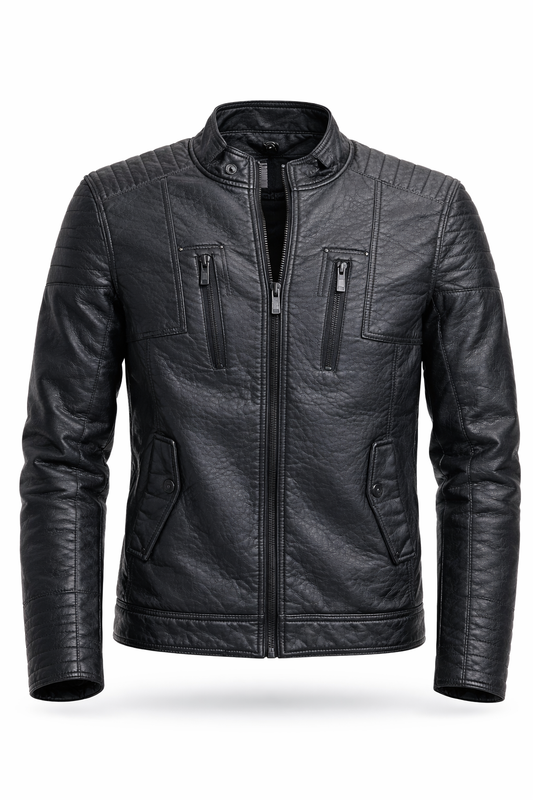 Chaqueta Negra Estilo Biker JJO